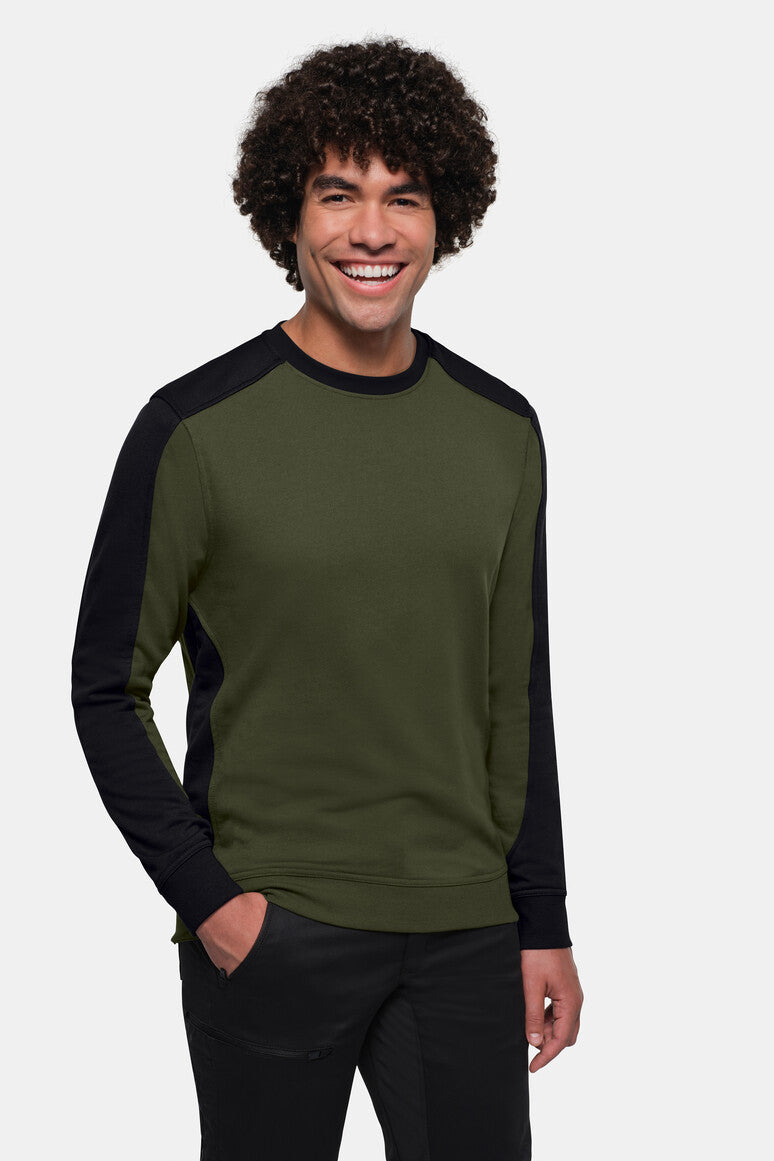 HAKRO Sweatshirt Contrast MIKRALINAR® ECO - olive/schwarz