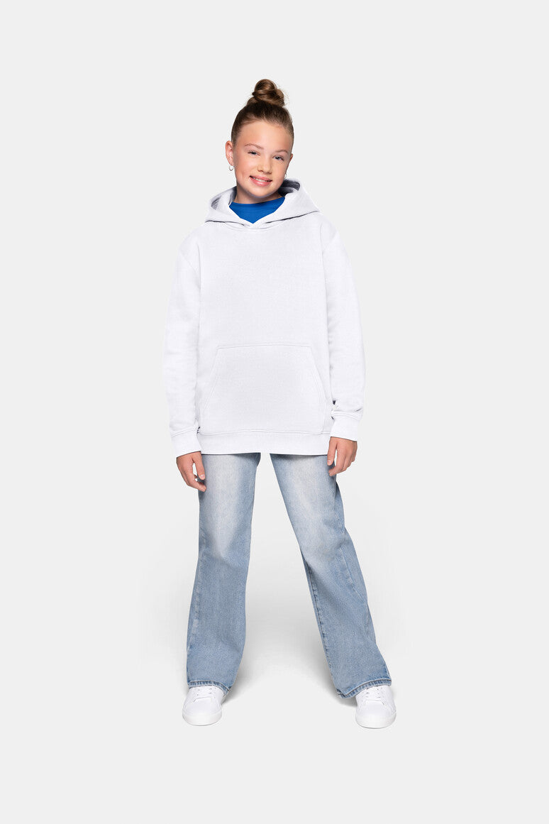 HAKRO Kinder Kapuzen-Sweatshirt Bio-Baumwolle - weiß