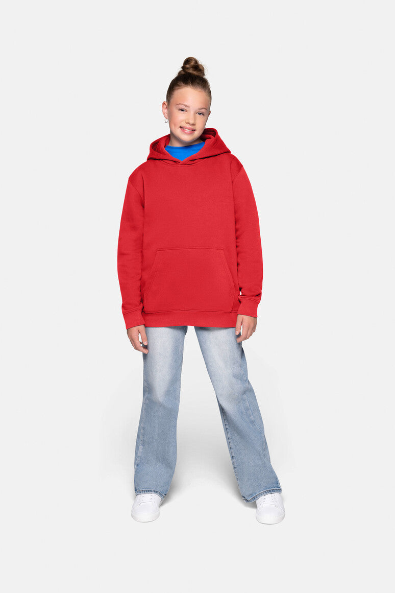 HAKRO Kinder Kapuzen-Sweatshirt Bio-Baumwolle - rot
