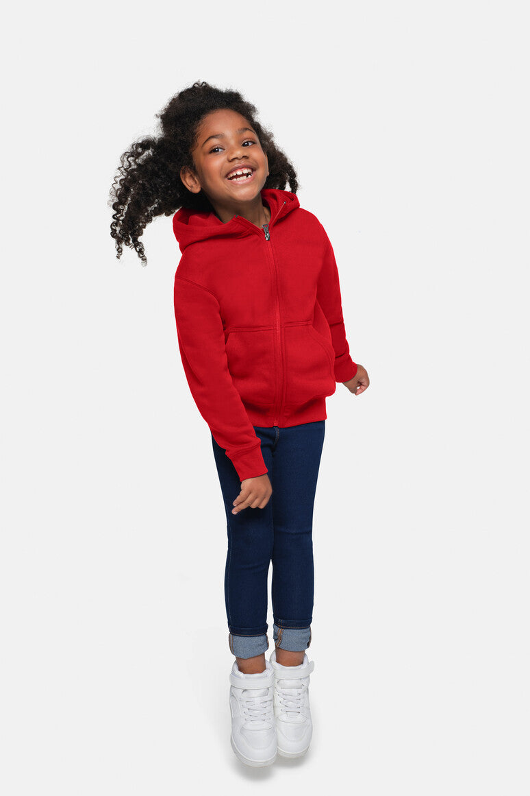 HAKRO Kinder Kapuzen-Sweatjacke Bio-Baumwolle - rot