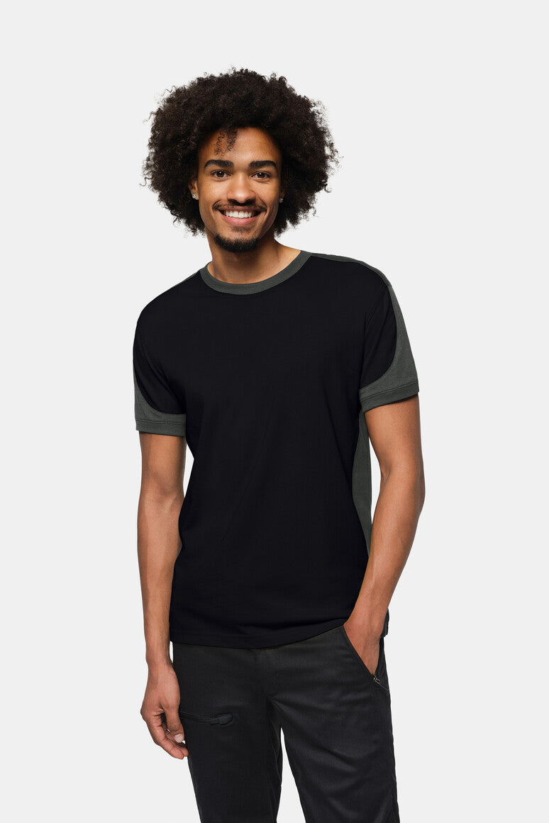 HAKRO T-Shirt Contrast MIKRALINAR® ECO - schwarz/karbongrau