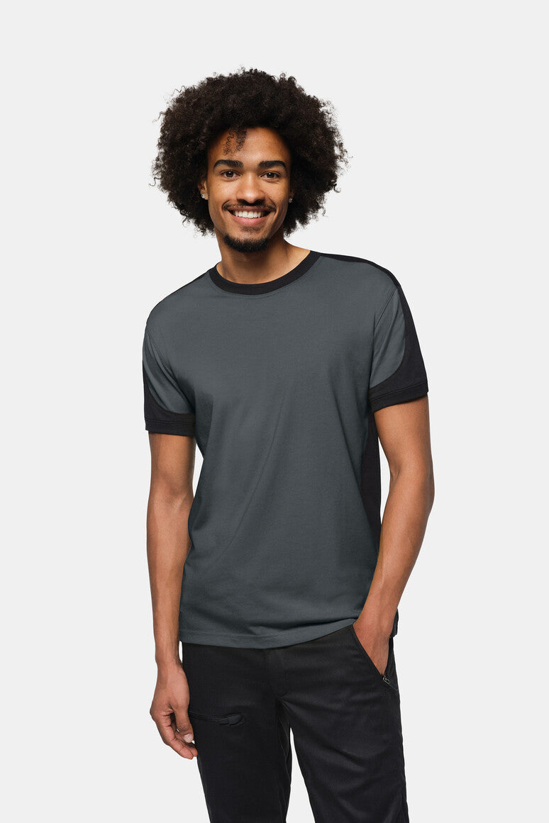 HAKRO T-Shirt Contrast MIKRALINAR® ECO - anthrazit/schwarz