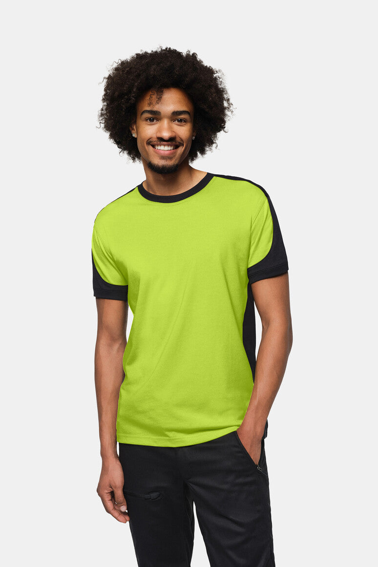 HAKRO T-Shirt Contrast MIKRALINAR® ECO - kiwi/schwarz