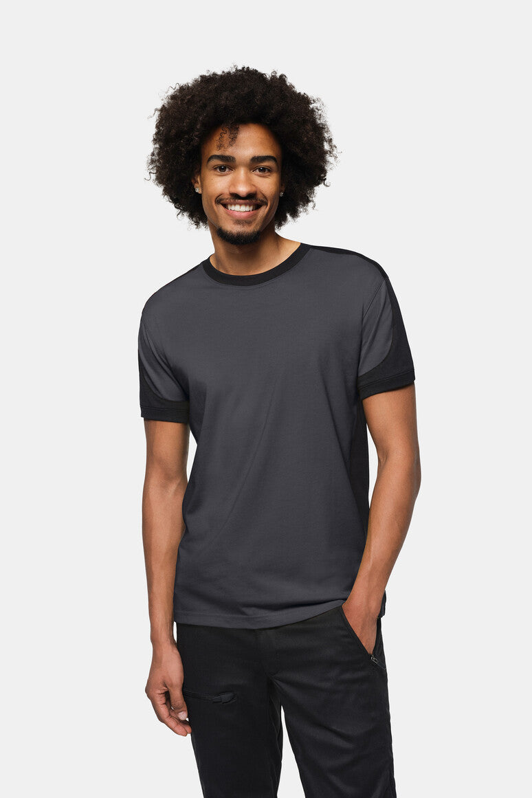 HAKRO T-Shirt Contrast MIKRALINAR® ECO - karbongrau/schwarz