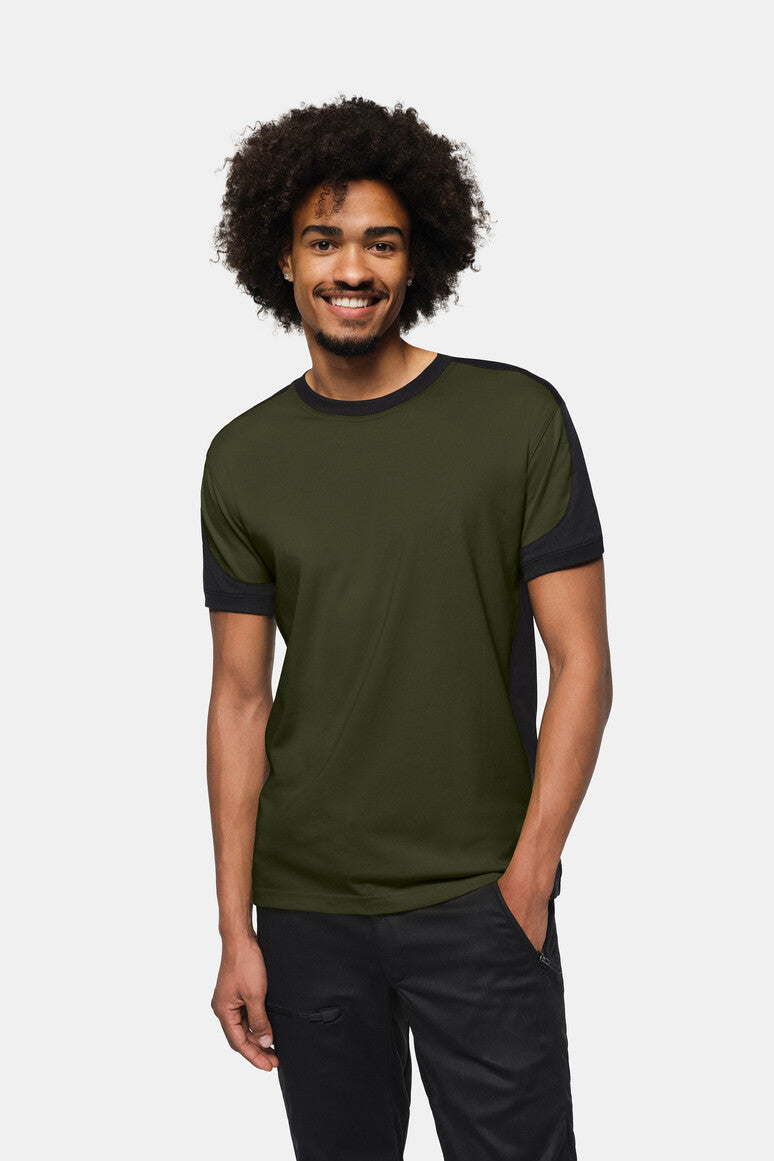 HAKRO T-Shirt Contrast MIKRALINAR® ECO - olive/schwarz
