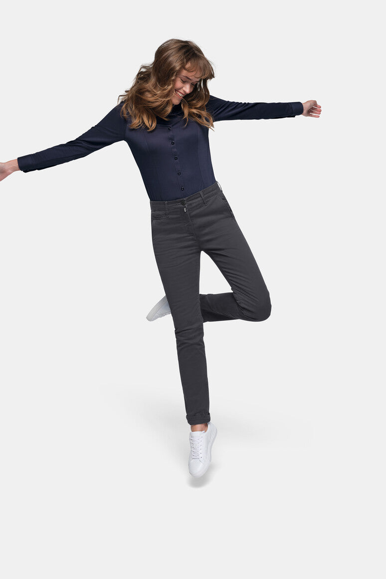 HAKRO Damen Chinohose X-Stretch - karbongrau
