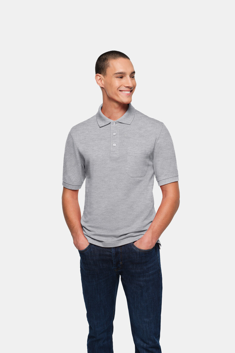 HAKRO Pocket-Poloshirt Top - grau meliert