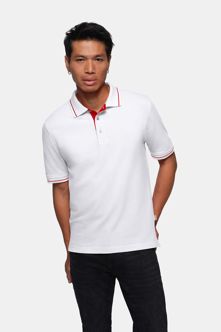 HAKRO Poloshirt Casual - weiß/rot