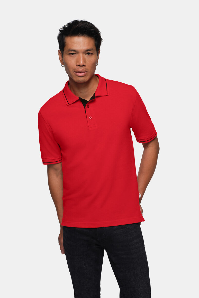 HAKRO Poloshirt Casual - rot/schwarz