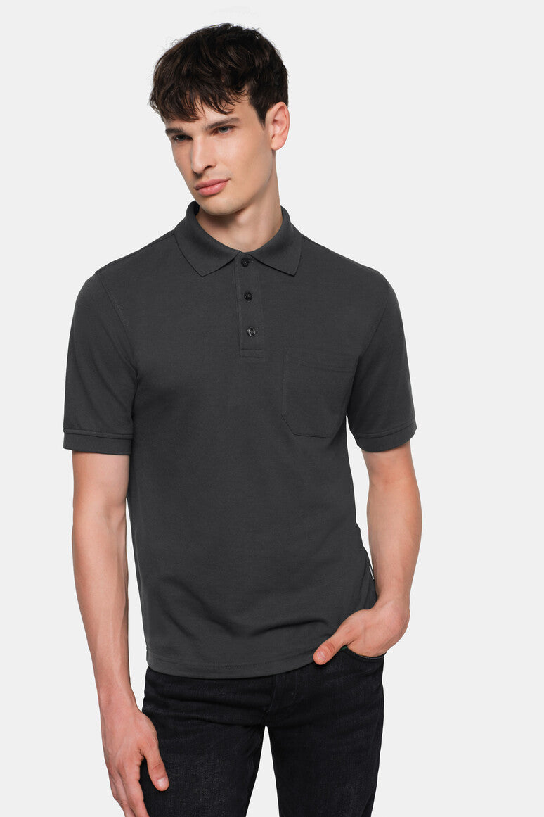 HAKRO Pocket-Poloshirt MIKRALINAR® - karbongrau