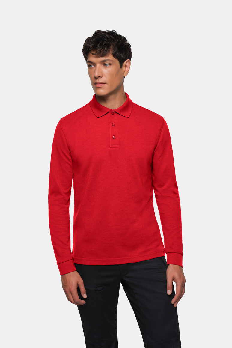 HAKRO Longsleeve-Poloshirt MIKRALINAR® - rot