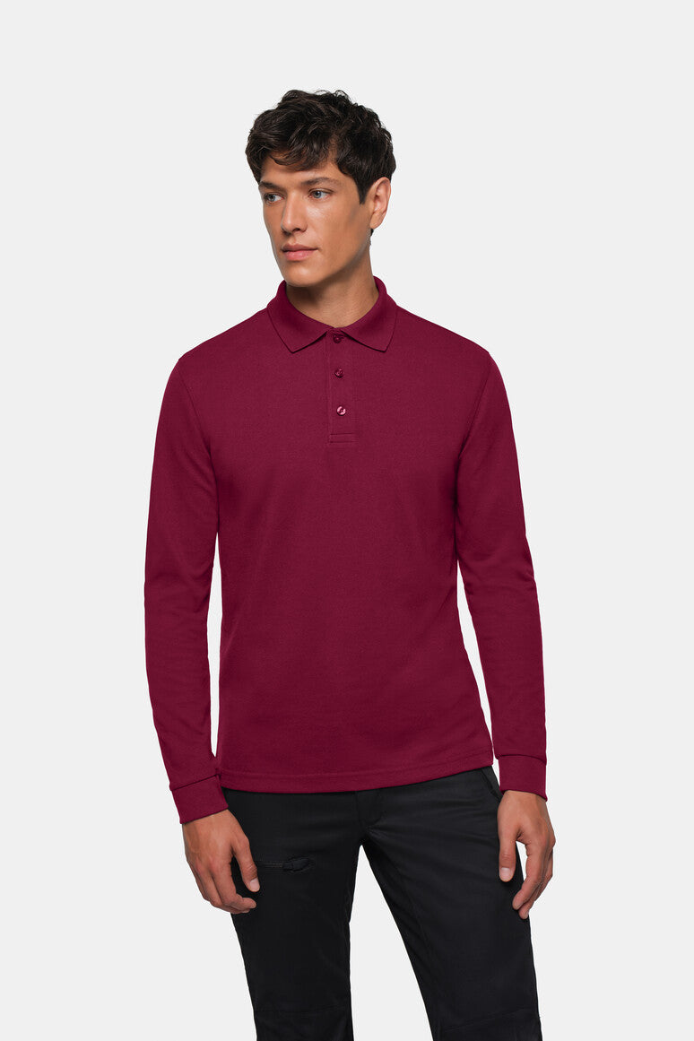 HAKRO Longsleeve-Poloshirt MIKRALINAR® - weinrot