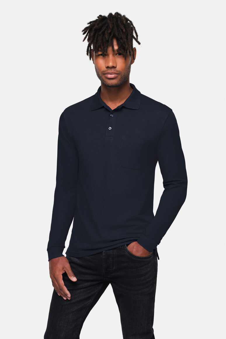 HAKRO Pocket-Longsleeve-Polo MIKRALINAR® ECO - tinte