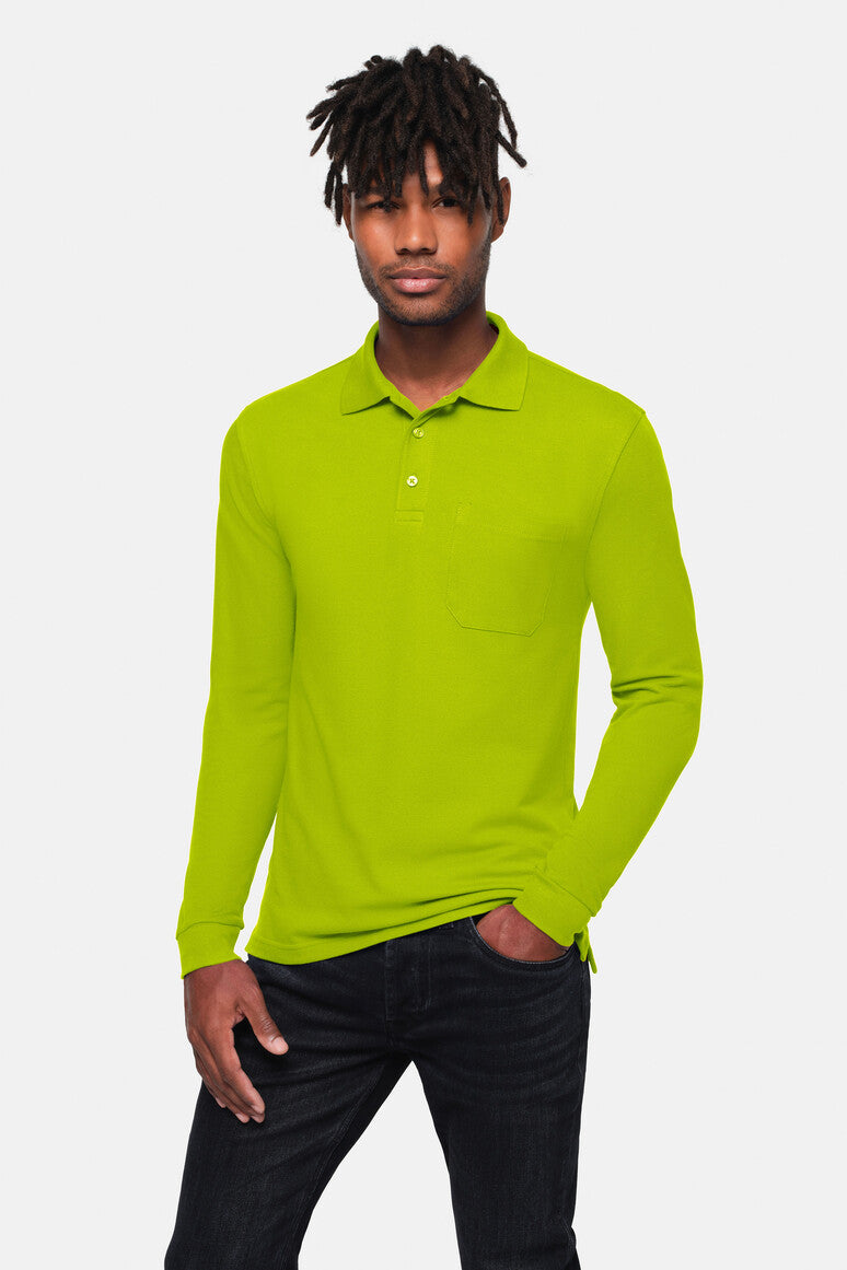 HAKRO Pocket-Longsleeve-Polo MIKRALINAR® ECO - kiwi