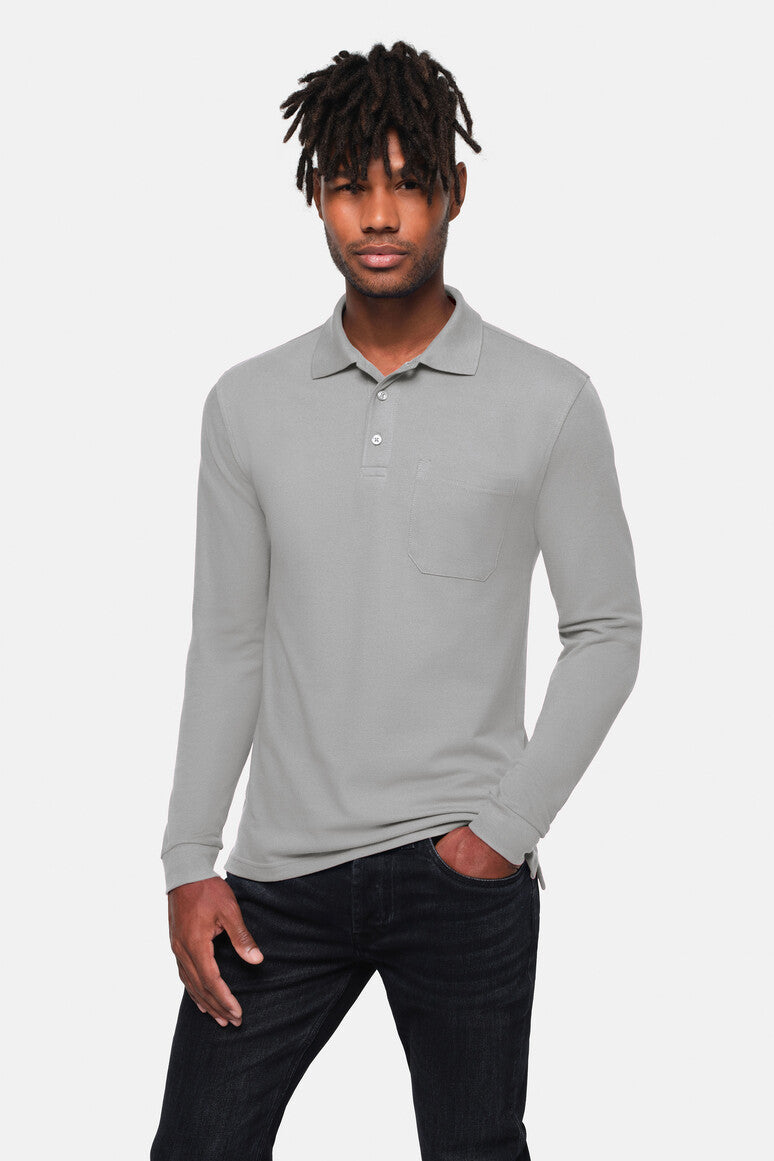 HAKRO Pocket-Longsleeve-Polo MIKRALINAR® ECO - titan