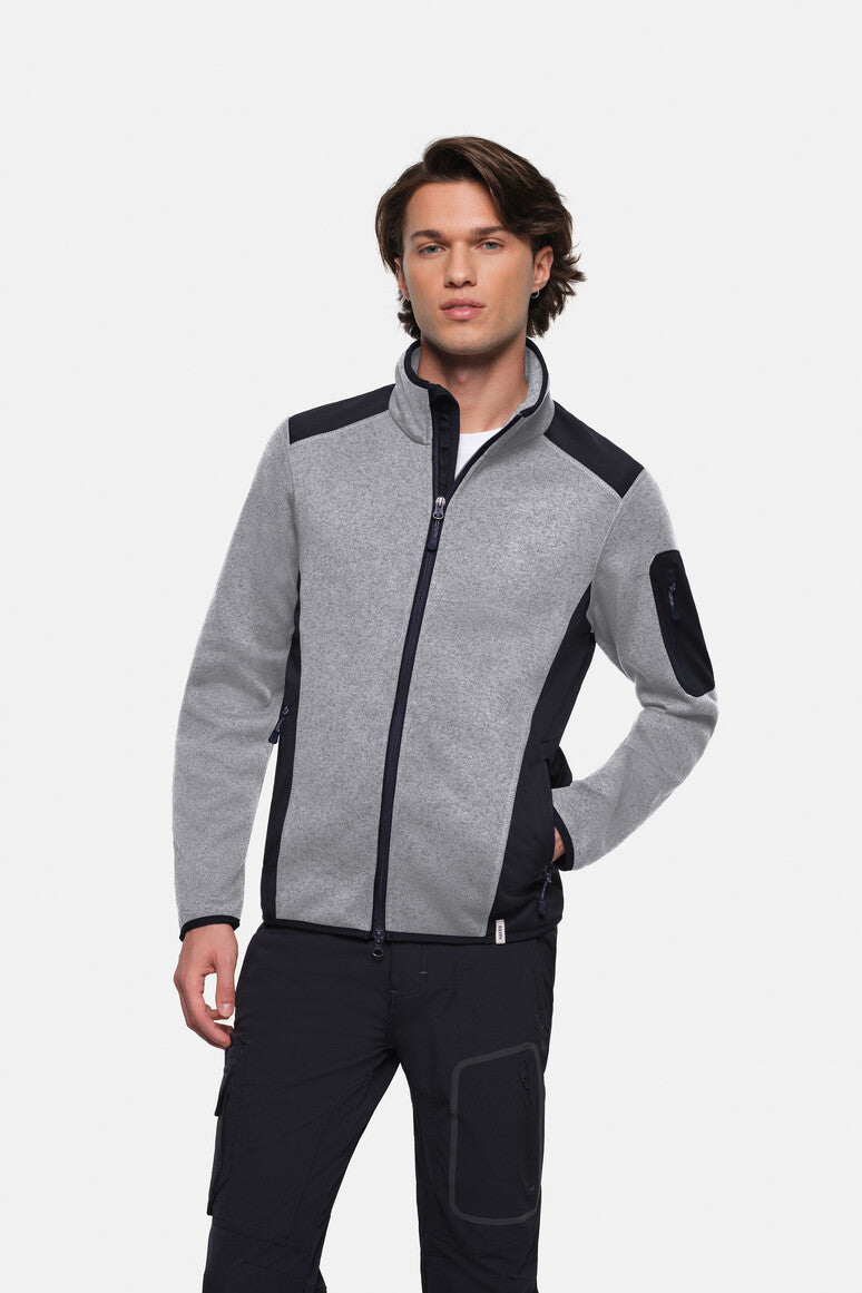 HAKRO Strickfleecejacke - grau meliert