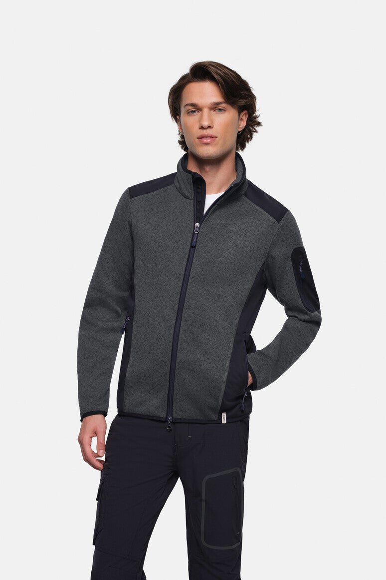 HAKRO Strickfleecejacke - anthrazit meliert