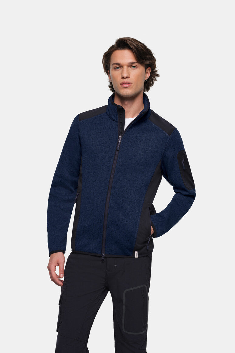 HAKRO Strickfleecejacke - marine meliert