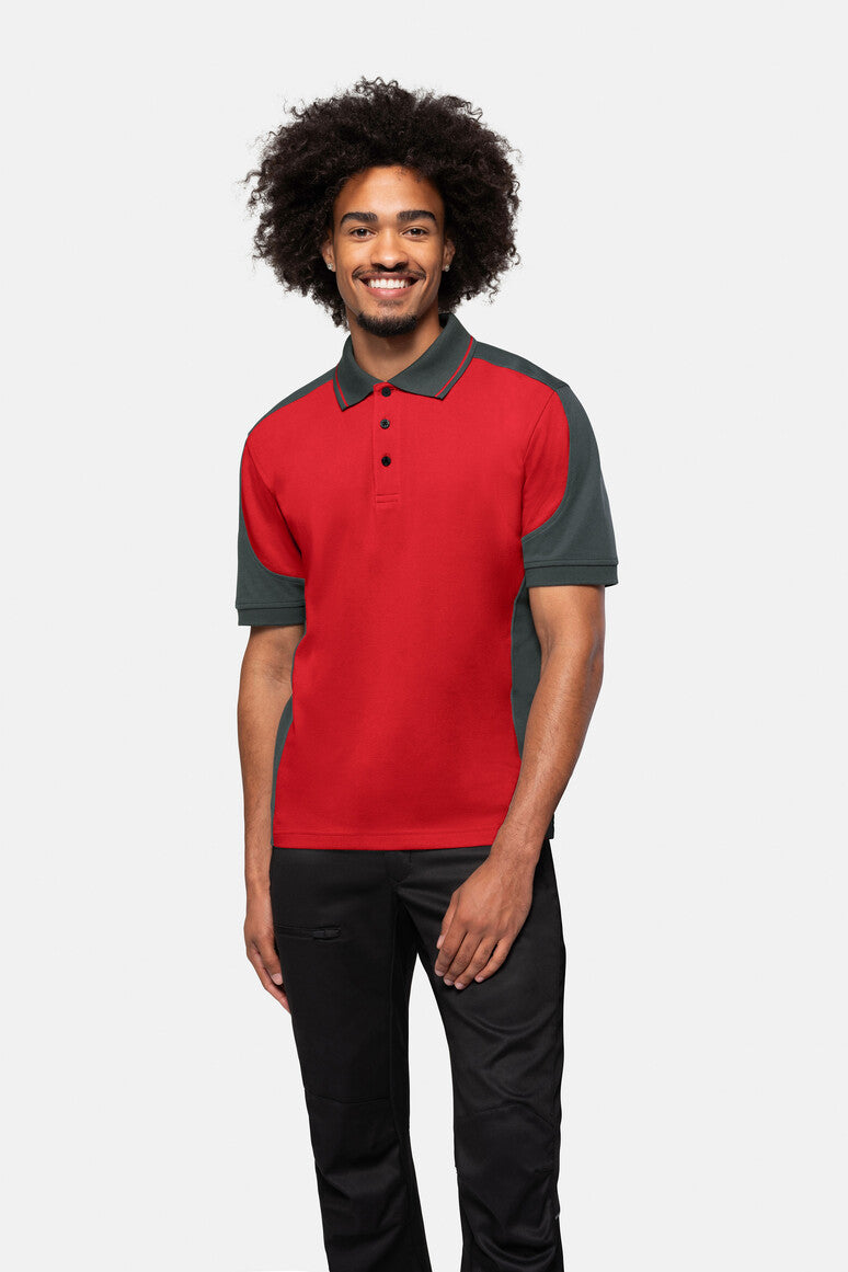 HAKRO Poloshirt Contrast MIKRALINAR® - rot/anthrazit