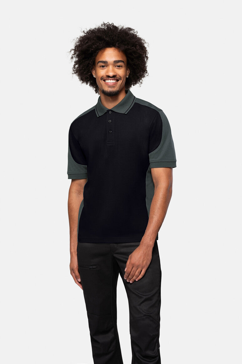 HAKRO Poloshirt Contrast MIKRALINAR® - schwarz/anthrazit