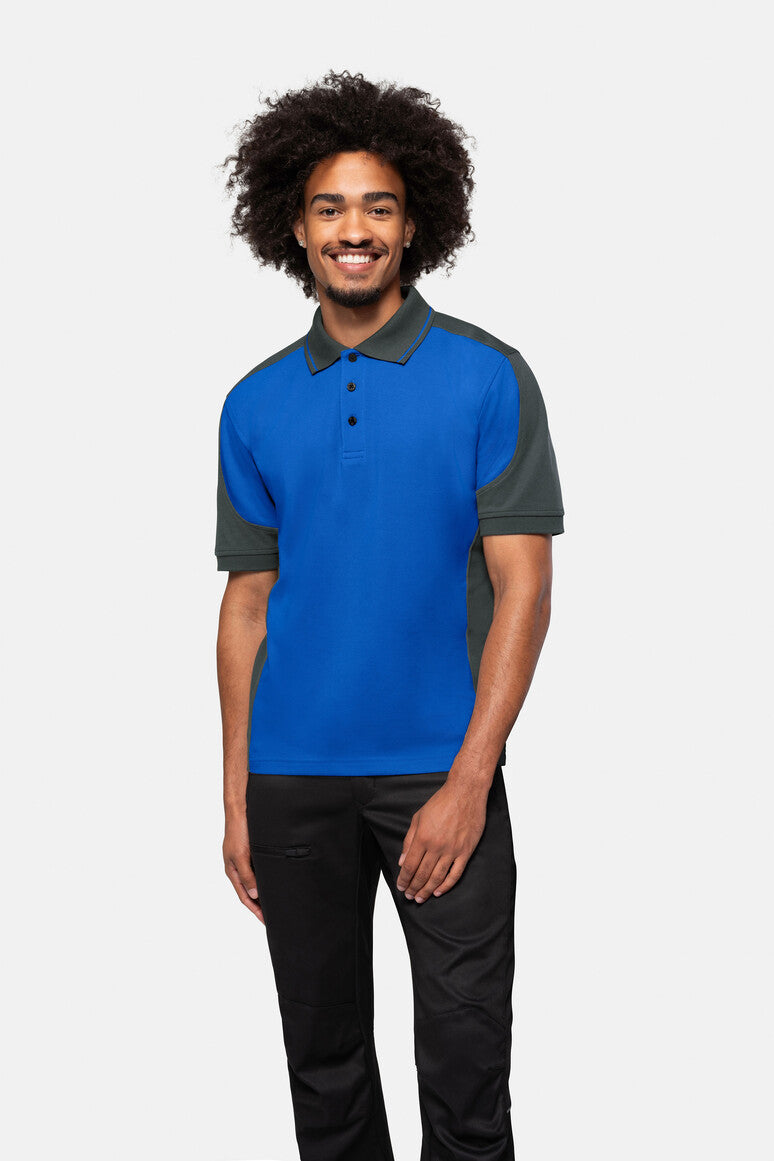 HAKRO Poloshirt Contrast MIKRALINAR® - royalblau/anthrazit