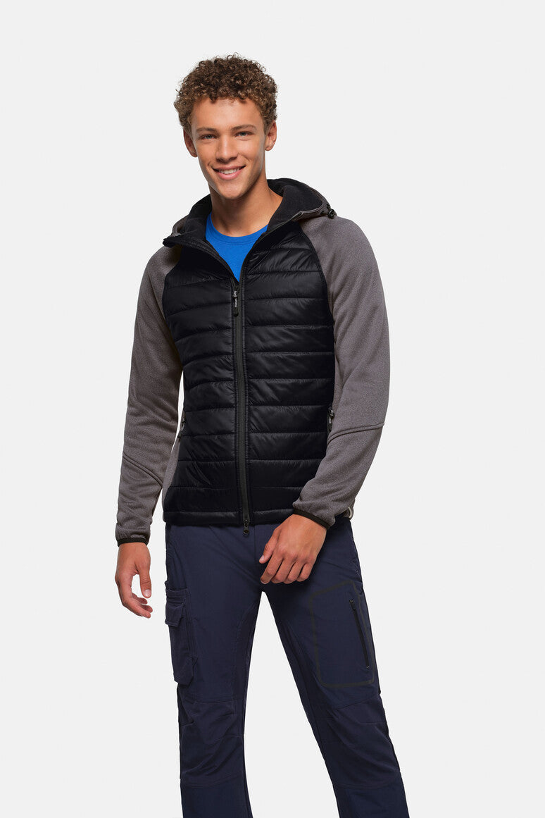 HAKRO Kapuzen-Hybridjacke Contrast - schwarz